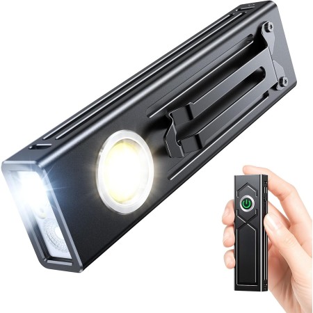 EOIWUY Taschenlampe LED Aufladbar, 1300 Lumen Extrem Hell Taschenlampen [Energieklasse A] 4 Lichtmodi, Flaches & Magnet Design, IP44 Wasserdicht Flashlight Clip Lampe für Camping, Outdoor, Notfälle, Urindetektion