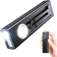 EOIWUY Torch Rechargeable Clip-On, 4-in-1 Spotlight/UV/COB Floodlight [Energy Class B] UV Torches LED Super Bright 1300LM, Flat Design Magnetic Flashlight, for Dog Walking, Camping, Emergency, Pet Urine Detector