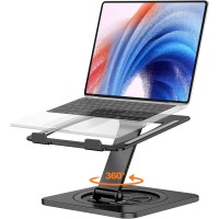 EOIWUY Laptop Stand with 360° Swivel Base, Portable Foldable Laptop Riser for Desk, Ergonomic Adjustable Cookbook Holders Computer Stand Holder for Team Work, Compatible with MacBook Pro/Air (10-16""), Black