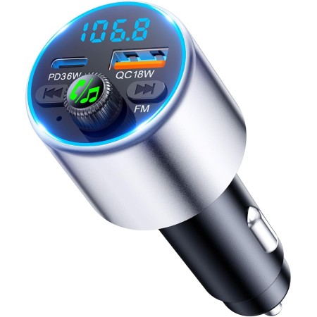 EOIWUY Upgraded Bluetooth Car Adapter 5.3, [Fast Charging] Car Bluetooth FM Transmitter with Powerful PD36W & QC3.0, [HiFi Crystal-Clear Sound] Wireless Car Charger Adapter Hands Free Car Phone Kit