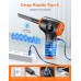 EOIWUY Aire Comprimido Limpieza PC, [Luz LED & Pantalla de Alimentación] Soplador de Aire Eléctrico para PC 3 Velocidades 90000RPM con 5 Boquillas, Soplador de Polvo Portátil para Sofá/Teclado/Coche