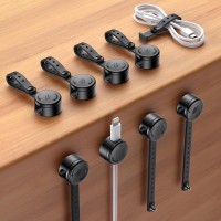 EOIWUY 8 Pack Cable Clips with Silicone Cable Ties, [2 in 1] Magnetic Phone Charging Cable Holder Management [Smooth Adjustable & 1s Lock], Self Adhesive Cable Tidy Clips Wire Organiser for Car, Home