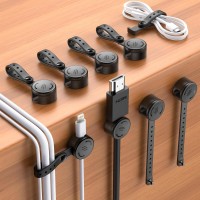 EOIWUY 8 Stück Kabelhalter Selbstklebend mit Silikon Kabelbinder [2-in-1], Magnetische Kabel Organizer Clips [Glatt Verstellbar & 1-Sek-Verschluss], Stark Haftender Cable Management für Schreibtisch