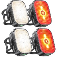 EOIWUY 2 Sets Bike Lights Front and Back, [2 in 1 Reflective] Rear Bike Light Set, 8+6 Modes Bicycle Lights, USB-C Fast Charging, IP65 Waterproof, Super Bright Cycling Headlights Set Cycling Reflectors