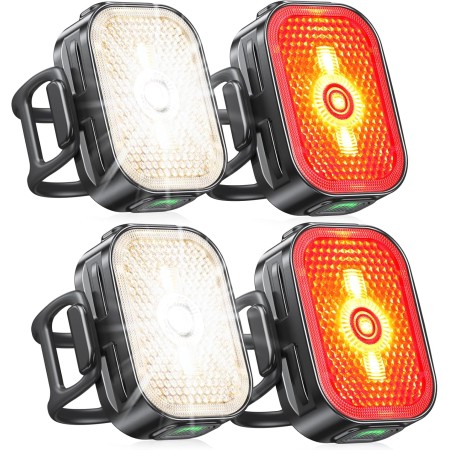 EOIWUY 2 Sets Bike Lights Front and Back, [2 in 1 Reflective] Rear Bike Light Set, 8+6 Modes Bicycle Lights, USB-C Fast Charging, IP65 Waterproof, Super Bright Cycling Headlights Set Cycling Reflectors
