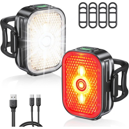 EOIWUY Lumiere Velo Avant et Arriere avec Réflecteurs Grand Angle, 8+6 Modes Éclairage Lampe Velo LED, Ultra-Léger, Étanche IP65, Lumière Velo Recharge Rapide Double USB-C pour Vélo de Route et VTT EOIWUY Lumiere Velo Avant et Arriere avec Réflecteurs Grand Angle, 8+6 Modes Éclairage Lampe Velo LED, Ultra-Léger, Étanche IP65, Lumière Velo Recharge Rapide Double USB-C pour Vélo de Route et VTT