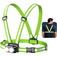 EOIWUY 800 Lumen Ultraleuchtstarkes Lauflampe Joggen mit Rotlicht [Energieklasse B] 7 Modi Lauflicht, 45° Lichtstrahl & 360°-Reflektorband Brustlampe, IPX4 Wasserdicht, USB Aufladbar, Laufzeit 4-25 Stunden