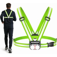 EOIWUY Running Lights for Runners with Red Light, 800LM Ultra Bright [Energy Class B] 7 Modes/45° Beam/360° Reflective Running Vest, IPX4 Waterproof Chest Running Torch for Walking/Hiking, Headlamp Replacement