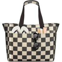 EOIWUY Large Beach Bag, 35L Waterproof Sandproof Beach Bags for Women, Foldable Gym Travel Beach Tote Bag with Zip Wet Compartment for Family, Pool, Shopping, Vacation Essentials