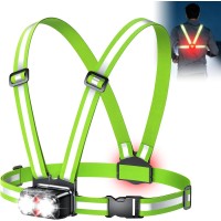 EOIWUY 800 Lumen Ultraleuchtstarkes Lauflampe Joggen mit Rücklicht, 7+2 Lichtmodi Lauflicht, 45° Lichtstrahl & 360°-Reflektorband Brustlampe, IPX4 Wasserdicht, USB Aufladbar, Laufzeit 4-25 Stunden