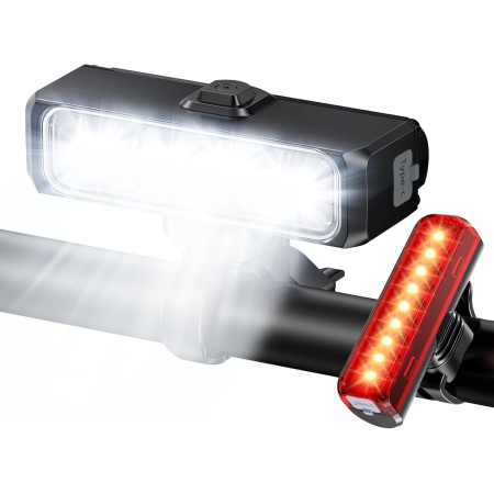 EOIWUY Lumiere Velo Avant et Arriere 1500LM Super Lumineux & Rayon Étendu Eclairage Velo, 4+5 Modes Rechargeable USB Lampe Velo LED, Étanche IP65 Lumière Vélo pour Nocturne/Vélo Électrique/Course/VTT