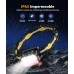 EOIWUY Linterna Frontal LED Recargable, Linterna Cabeza Impermeable IP65, 6 Modos Luz con Luz Rojo & 36H de Funcionamiento, Super Brillante 350LM Luz Frontal Ultraligera para Correr [Clase de eficiencia energética A+]